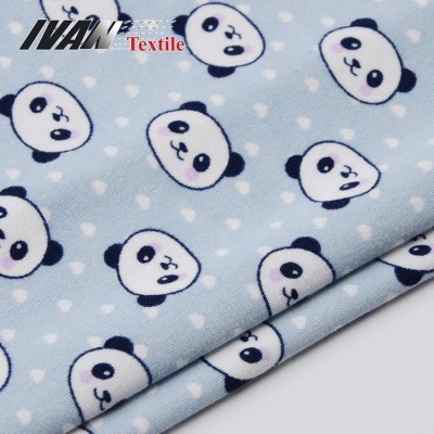 Hot sale comfortable soft panda printed DTY brush knit fabric for pajamas