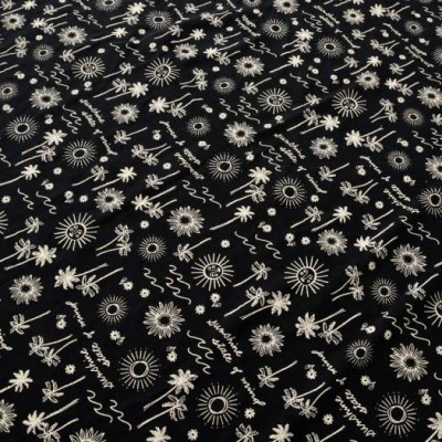 Oem Factories Black Small Flower Printed 100% Cotton Knitted Single Jersey Fabric With High Quality