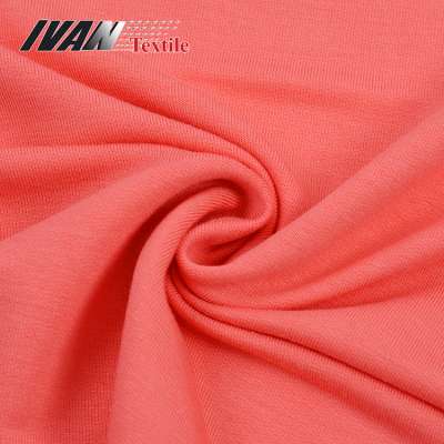 Plain dyed polyester rayon stretch knit solid bamboo french terry fabric for hoodie