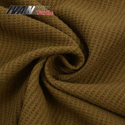 New arrival soft polyester cotton waffle plain dyed sweater knit fabric for garment