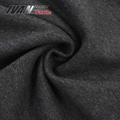 New 390 gsm knit fleece black CVC cotton brushed melange french terry hoodie fabric for garment