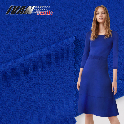 Hot sale OEM plain dyed dark blue skirt stretch jersey knit fabric polyester