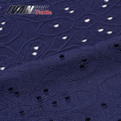 Free sample garment knitted DTY hole punch jacquard 95% polyester 5% spandex fabrics